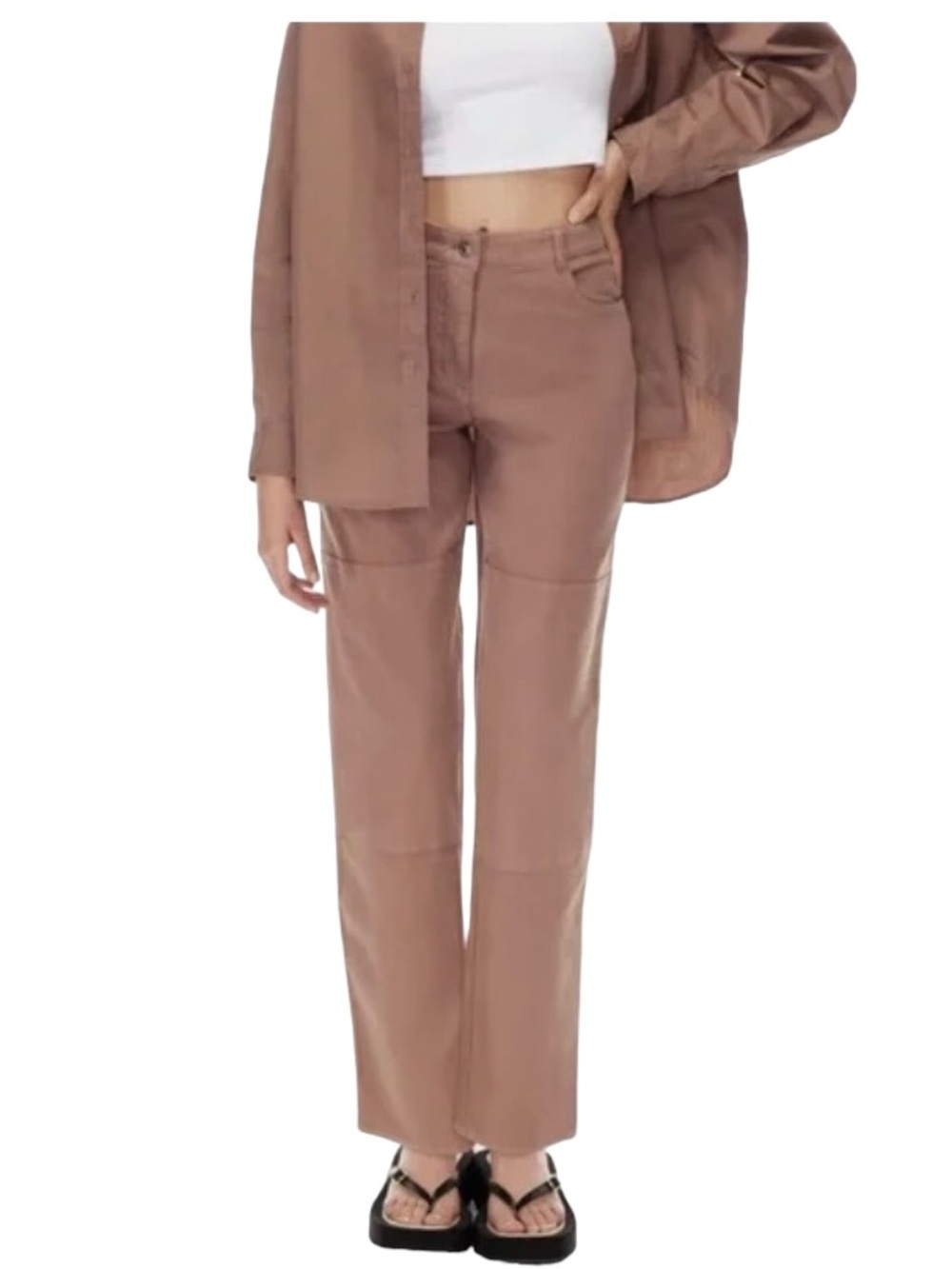 Aritzia Wilfred Mauve Pink Mid Rise Straight Leg Utility Pants Size 0